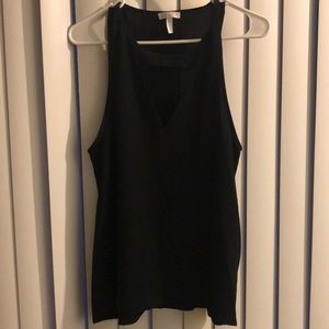 Black Leith Top with cut out V in front